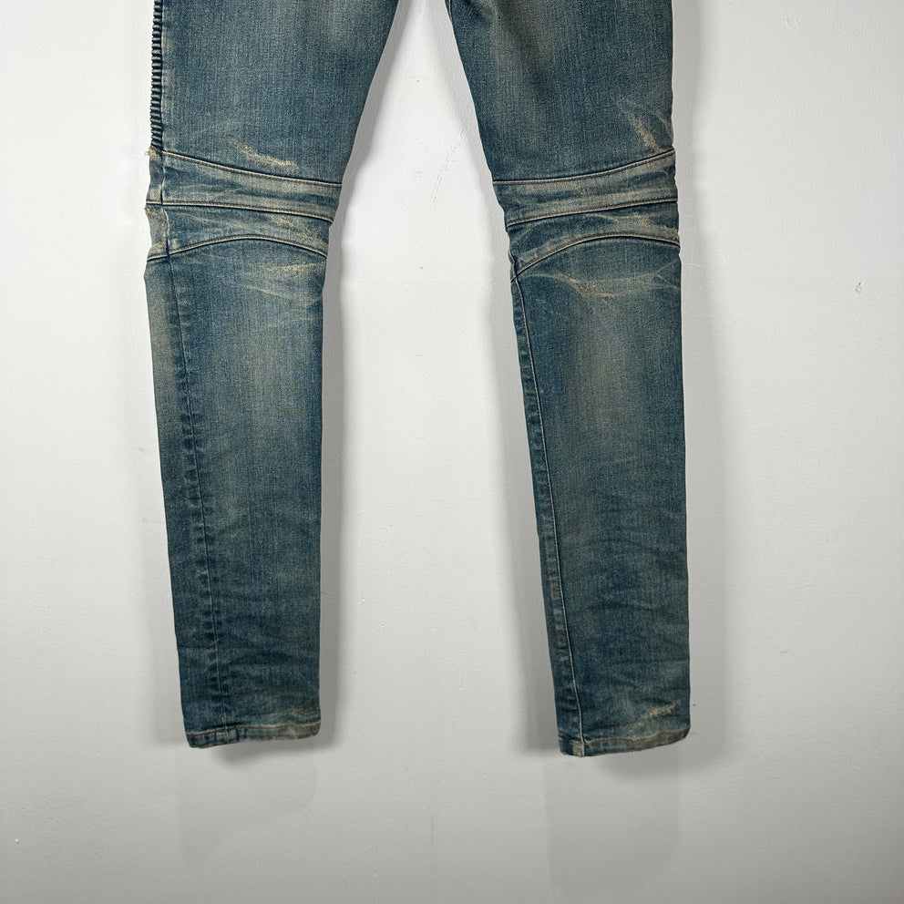 Balmain Lightwash Biker Denim Size 27
