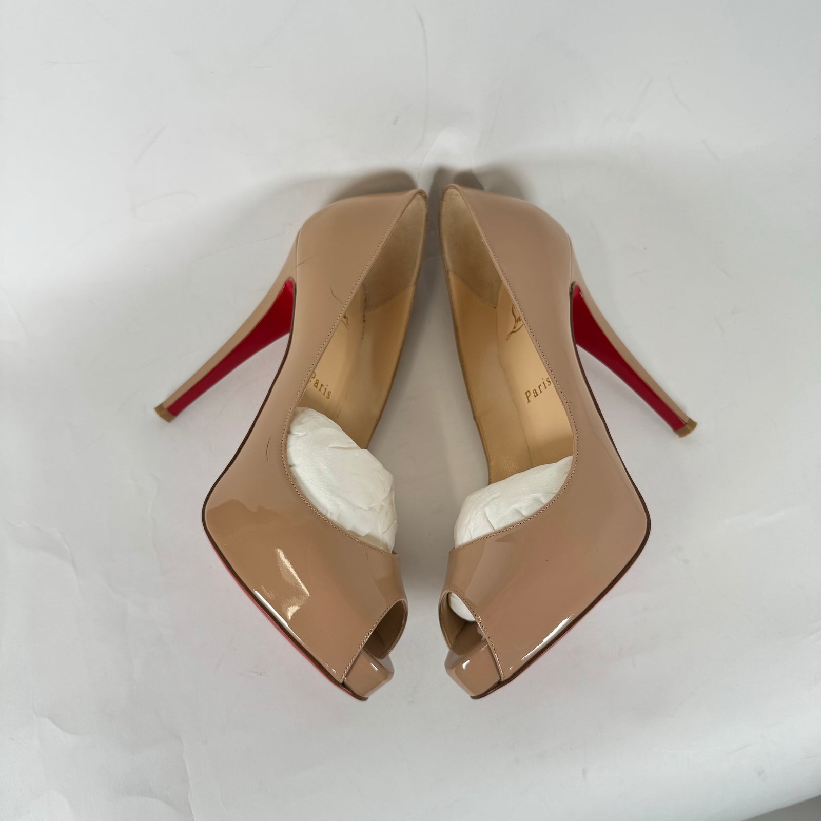 Christian Louboutin Nude Patent Very Prive 120 Heels Size 38
