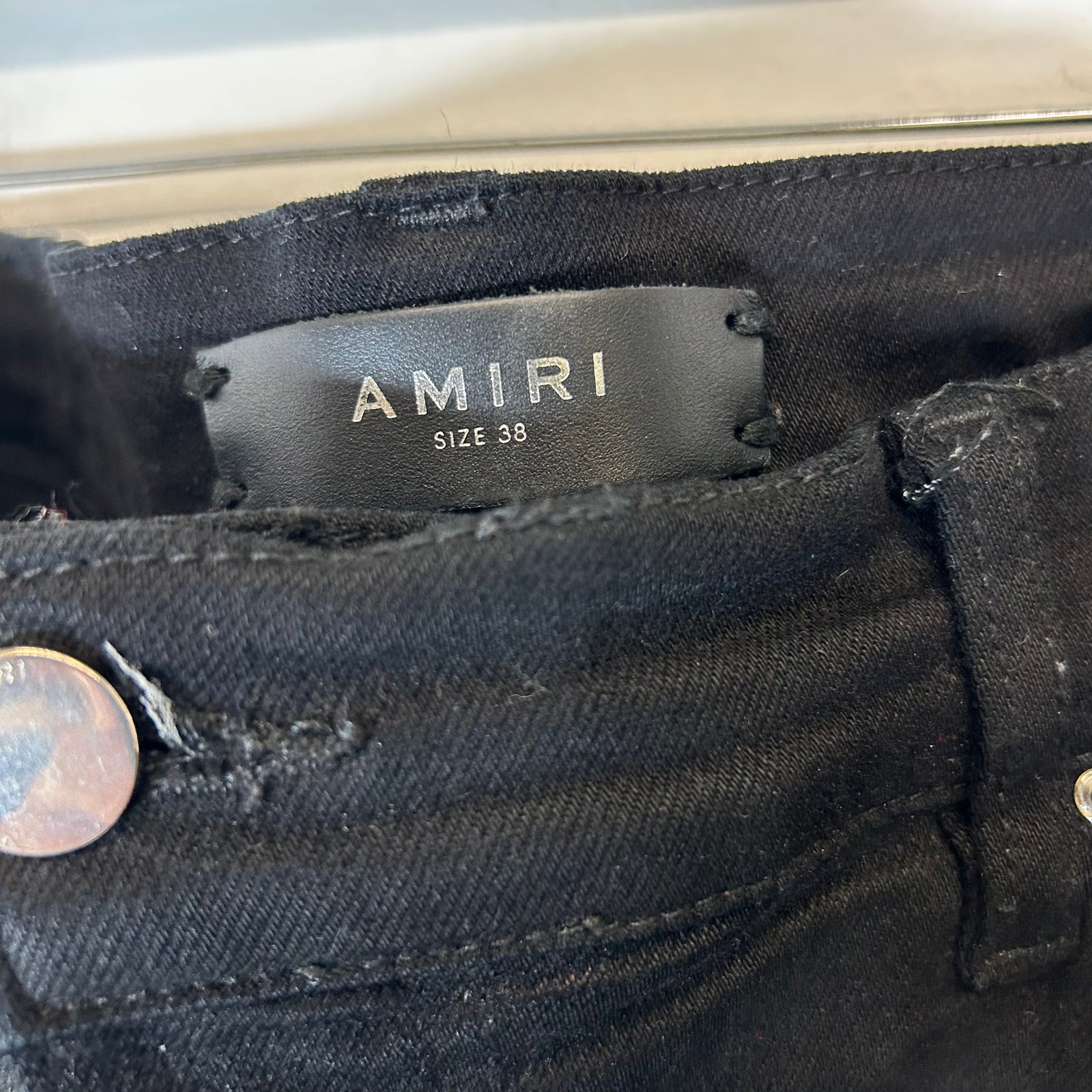 Amiri MX1 Black/Black Patch Skinny Jeans Size 38
