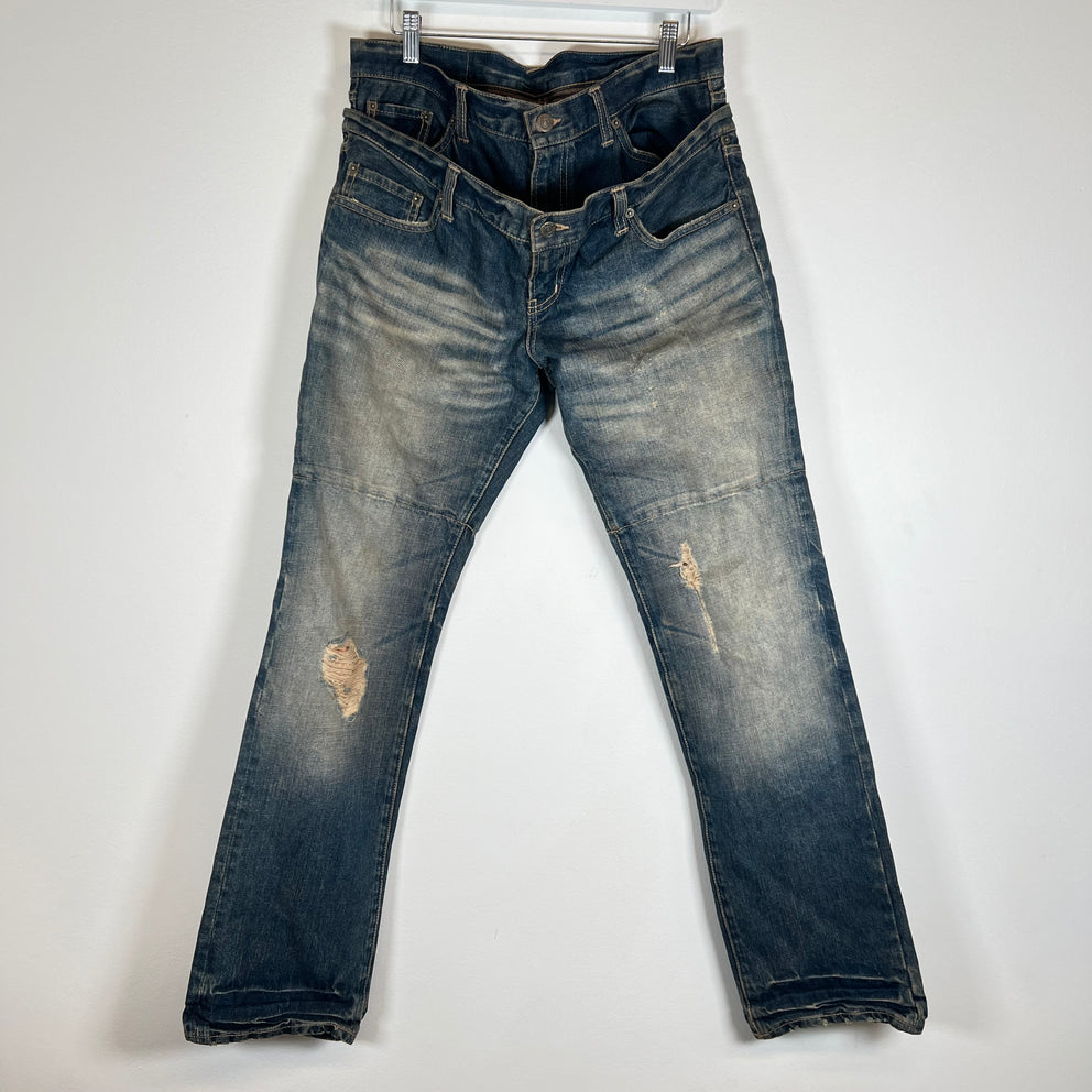 PPFM Double Waist Distressed Denim Jeans Size 32