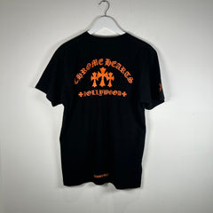 Chrome Hearts Black Orange Cemetery Logo T-Shirt Size Large