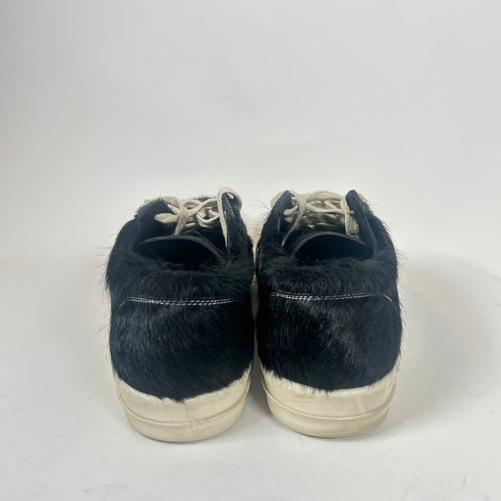 Rick Owens Black/Milk Pony Hair Vintage Sneaker Size 45