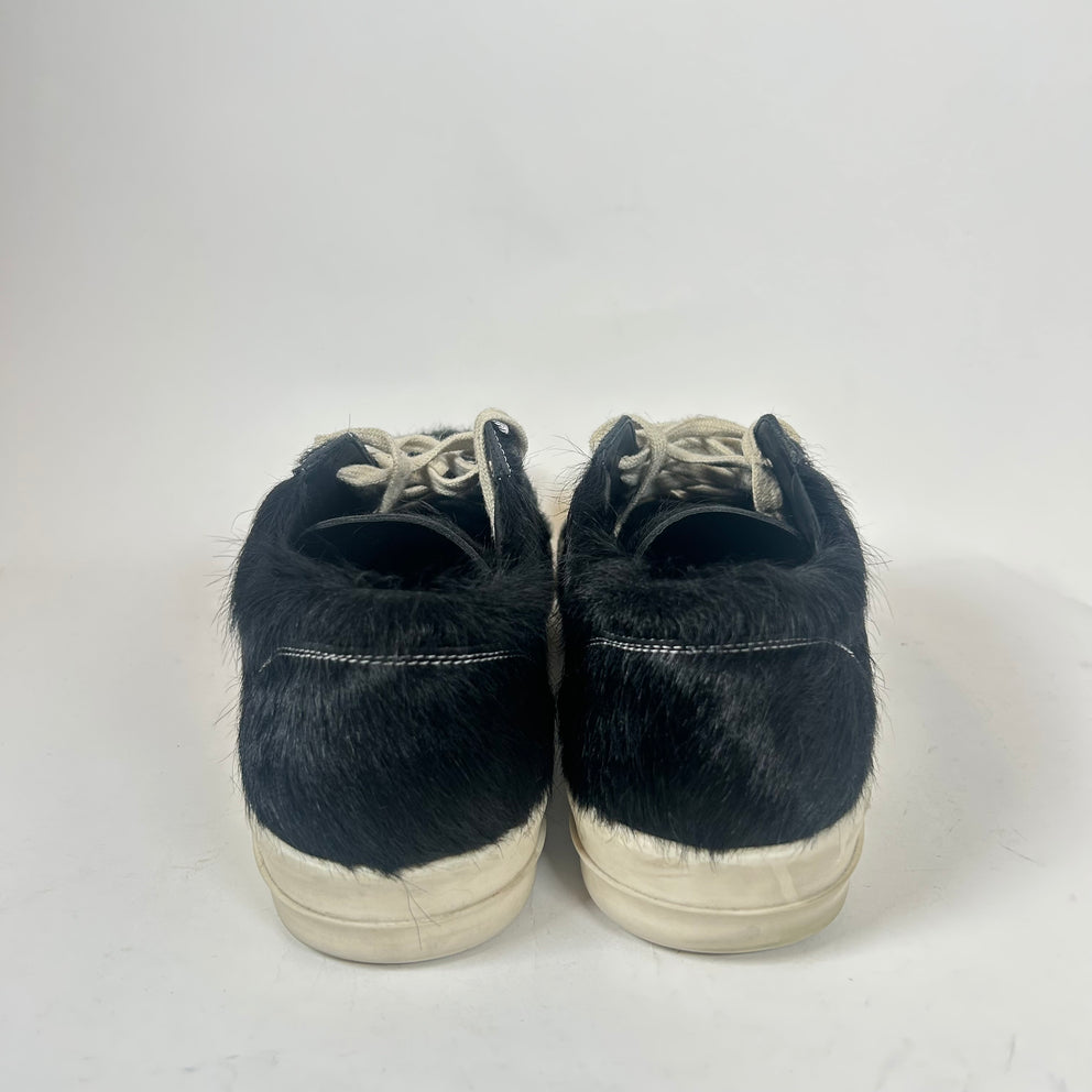 Rick Owens Black/Milk Pony Hair Vintage Sneaker Size 45