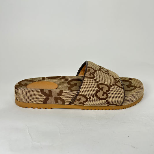 Gucci Beige Maxi GG Canvas Slides Size GG 9
