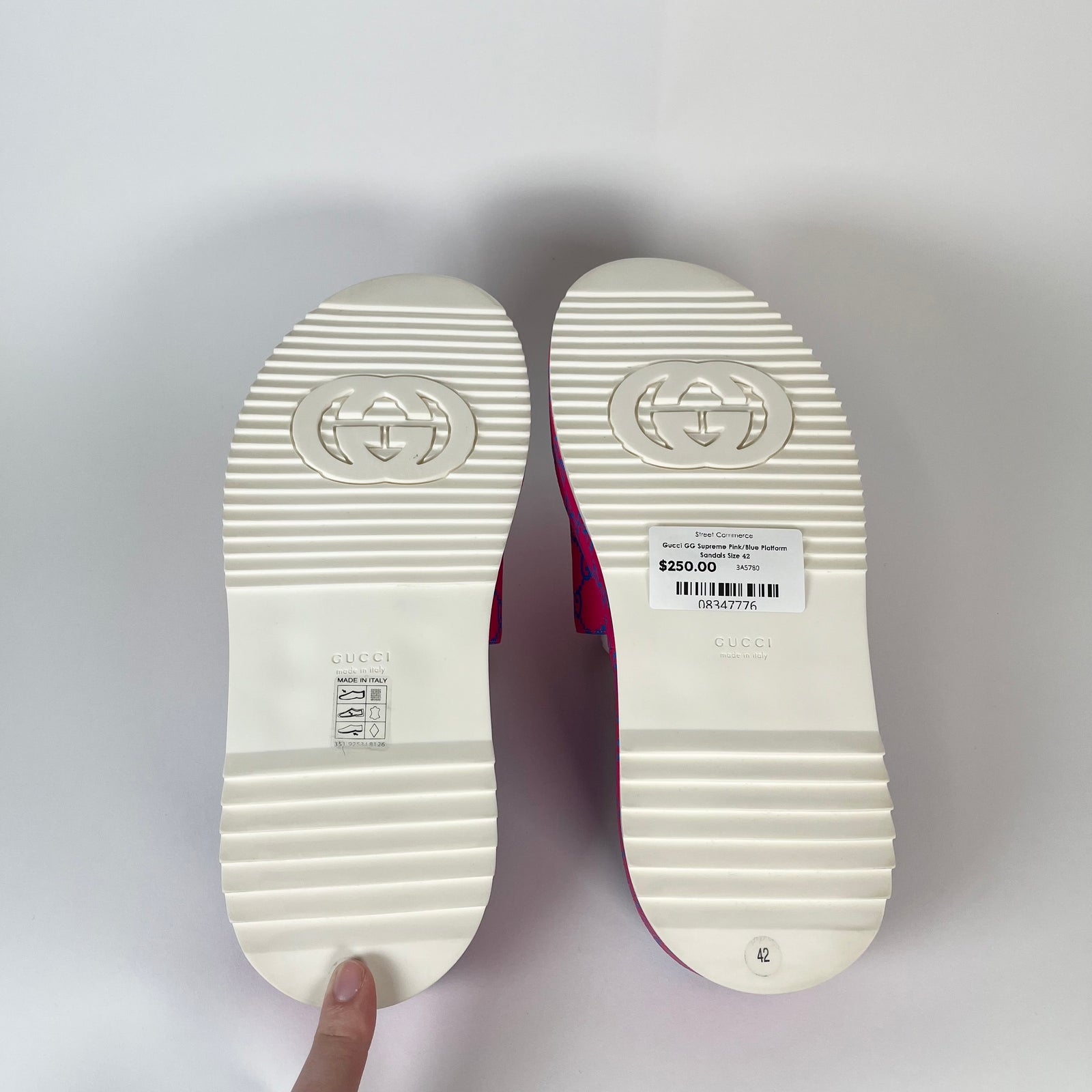 Gucci GG Supreme Pink/Blue Platform Sandals Size 42