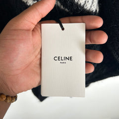 Celine Black Boxy Flag Ribbed Intarsia Mohair Sweater Size XXL