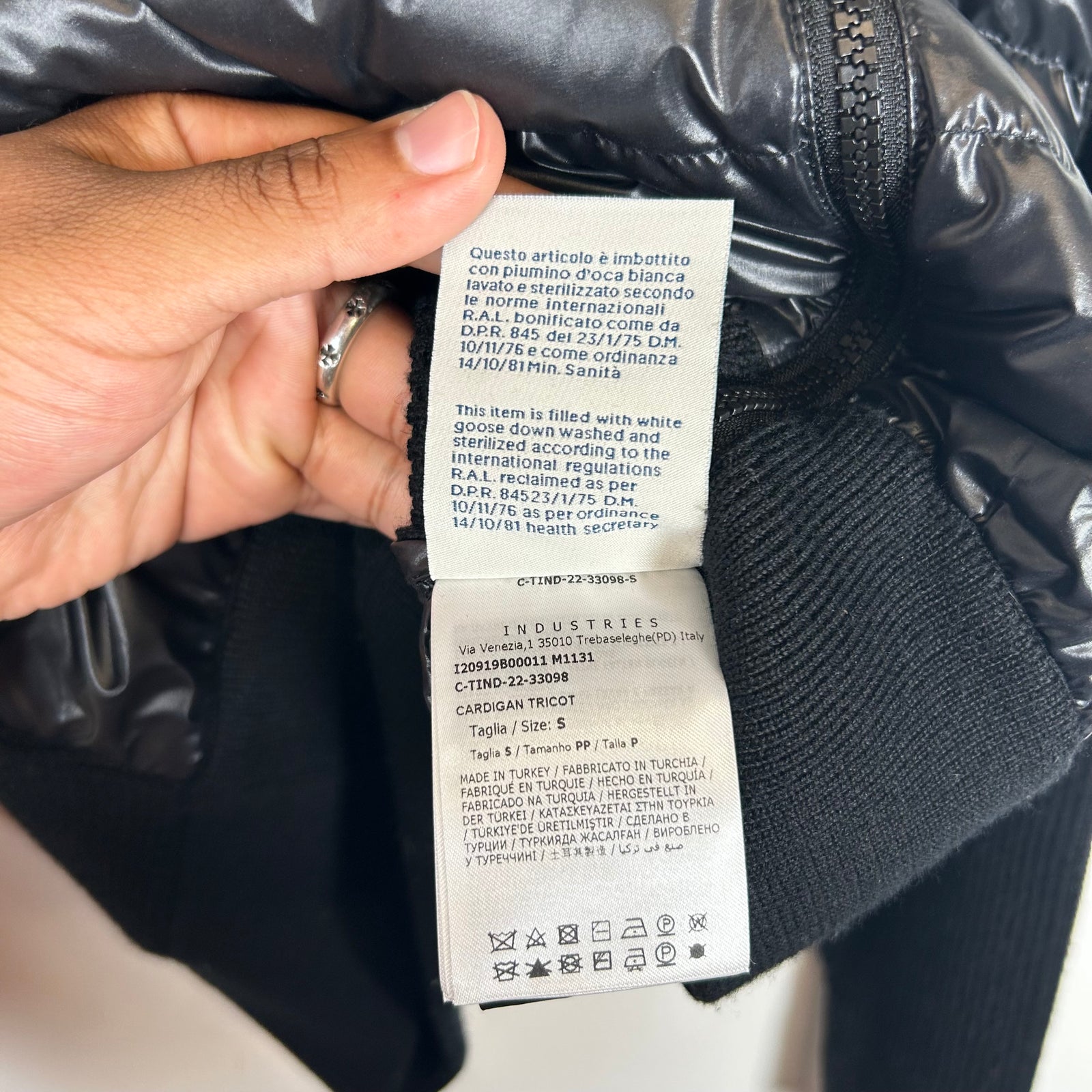 Moncler Black Paneled Down Jacket Size S