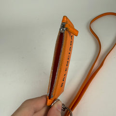 Balenciaga Orange Zip Wallet Lanyard