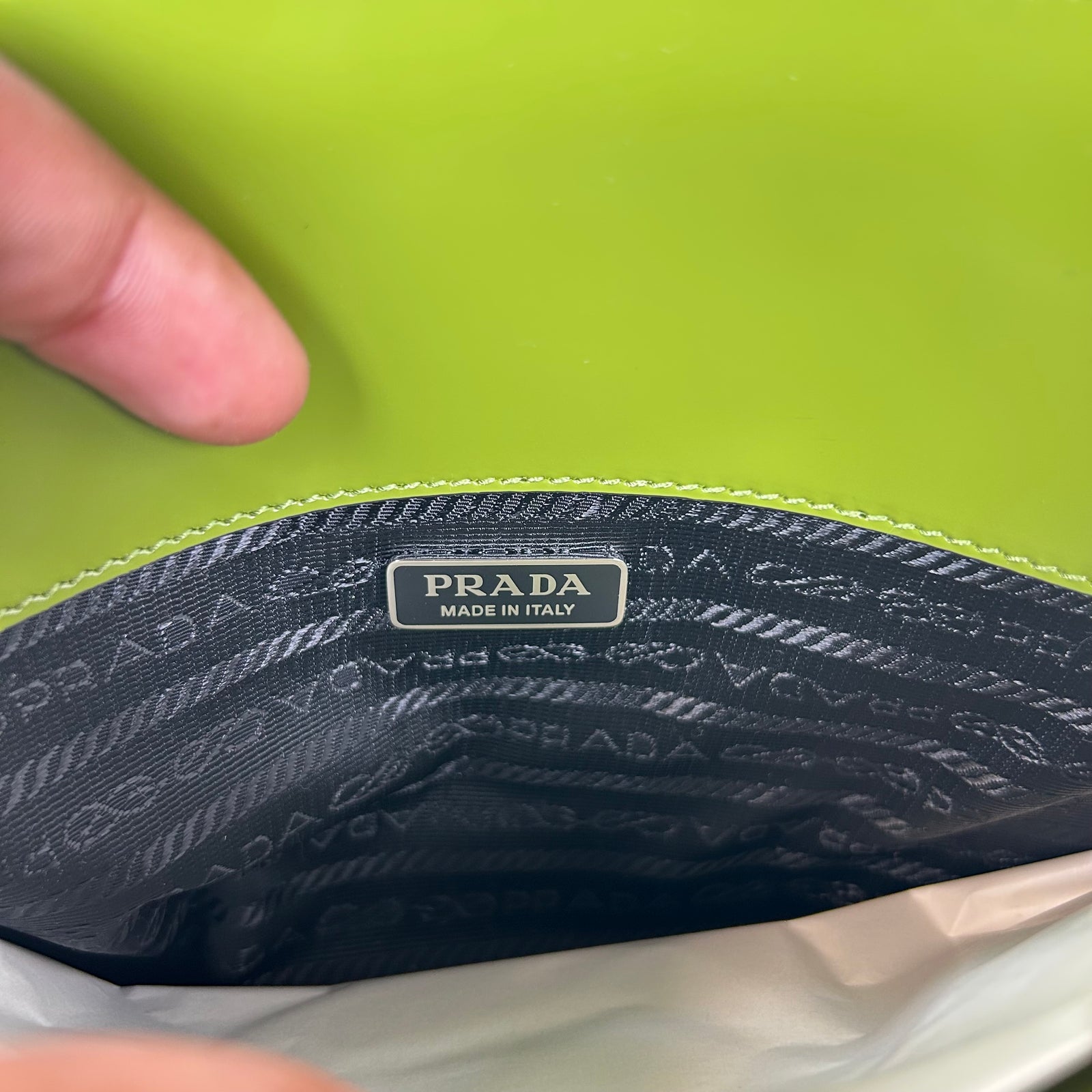 Prada Olive Green Mini Re-Edition 1995 Leather Handbag