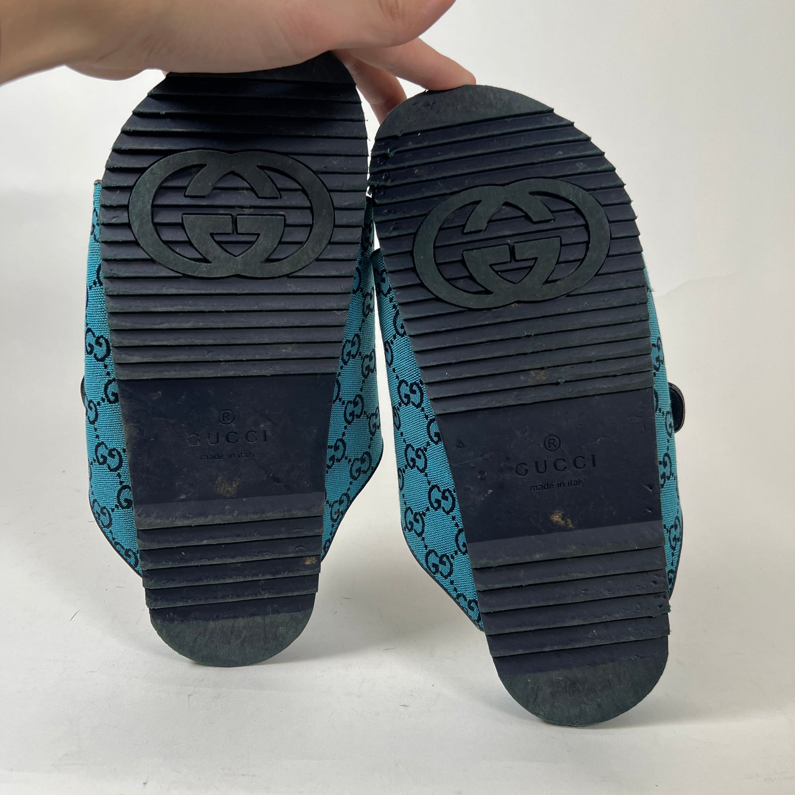 Gucci Blue Canvas Slides Size 11