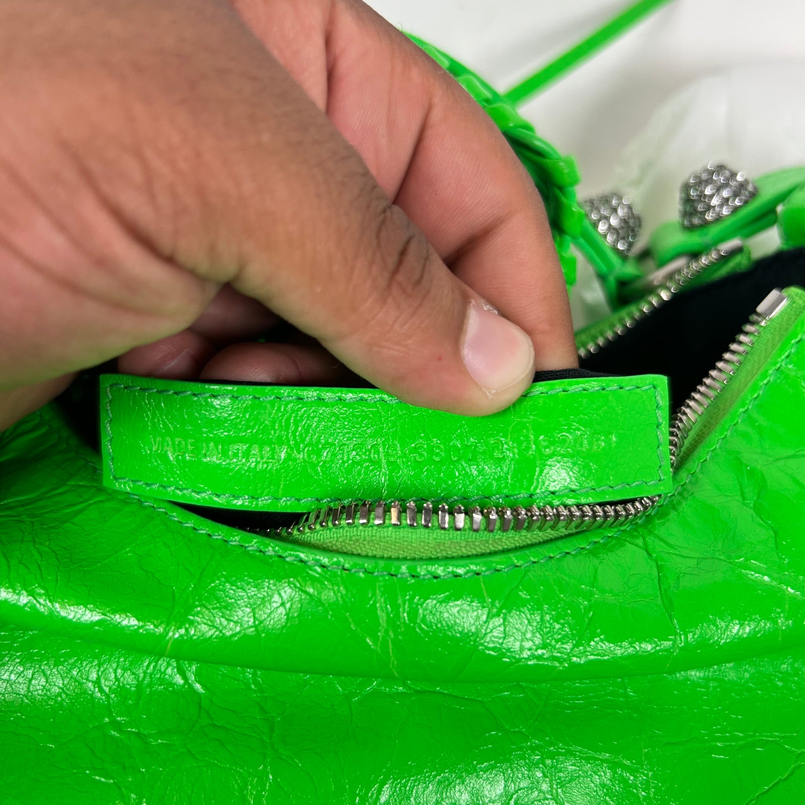 Balenciaga Lime Green Crystal Le Cagole Shoulder Bag