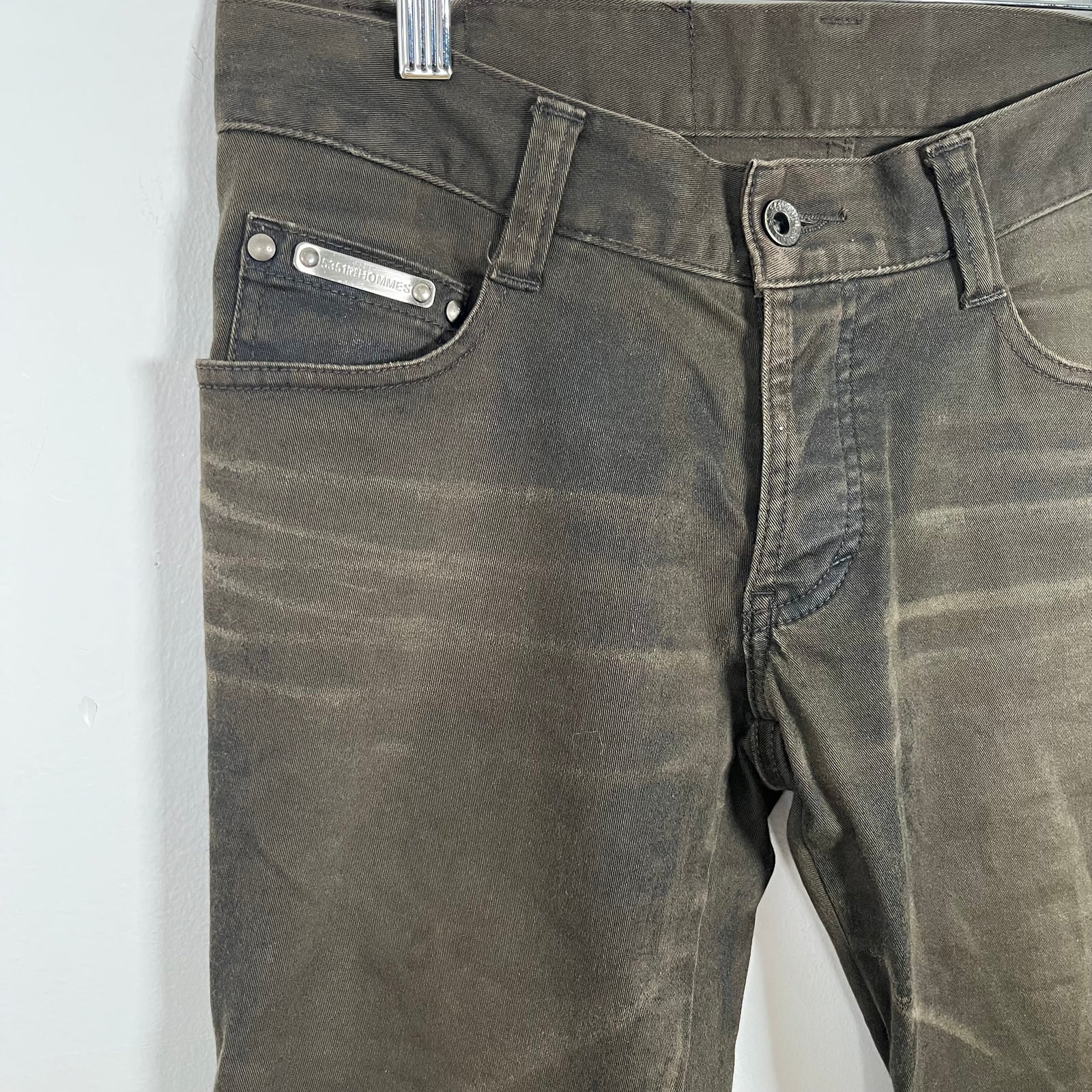 5351 Homme Green Waxed Slim Jeans Size 1