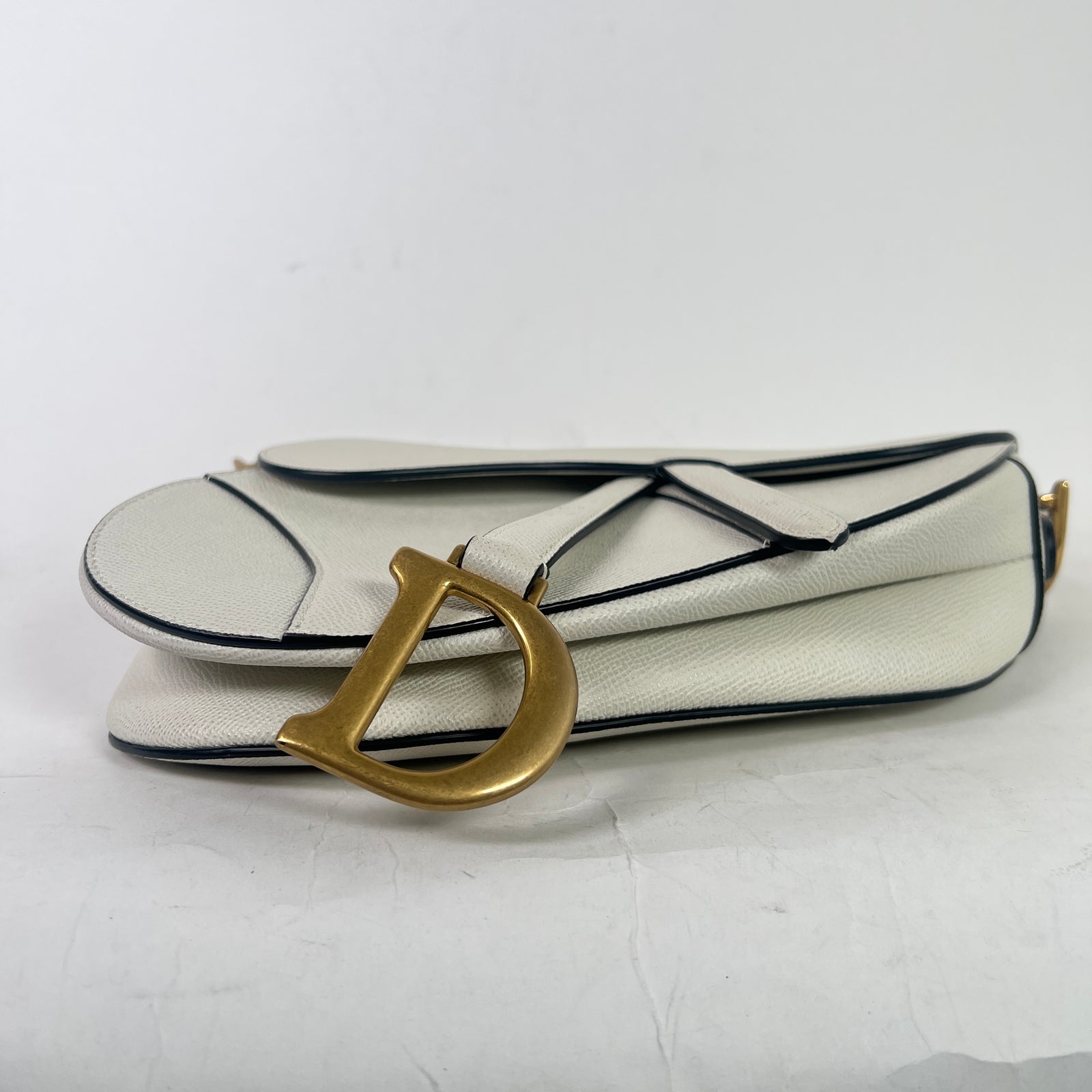 Dior Latte Grained Calfskin Medium Saddle Bag