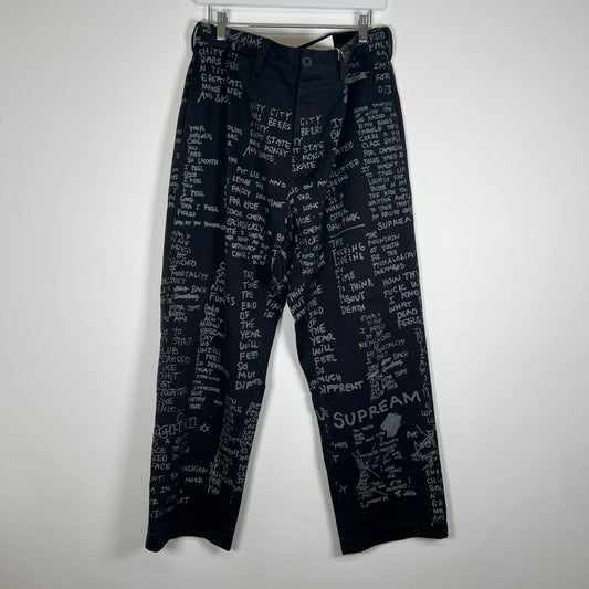 Supreme Scribble Black Pants Size 34
