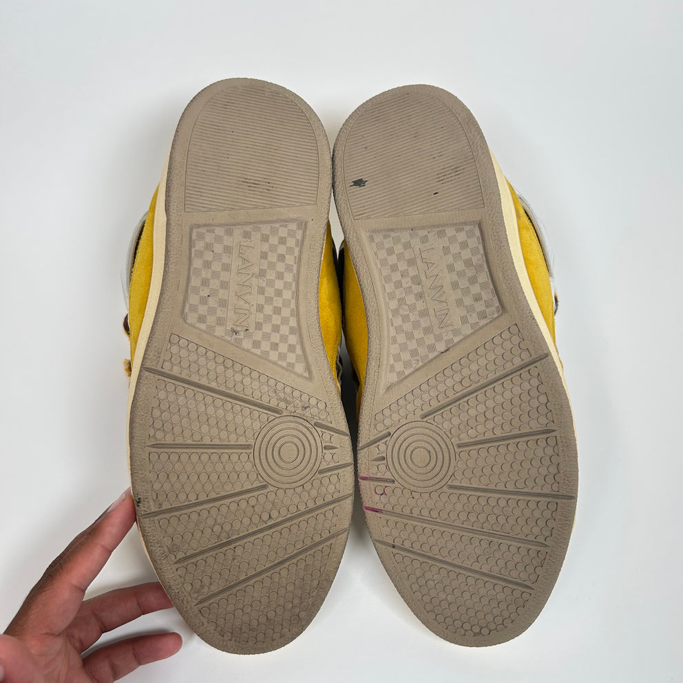 Lanvin White/Yellow Curb Sneakers Size 44