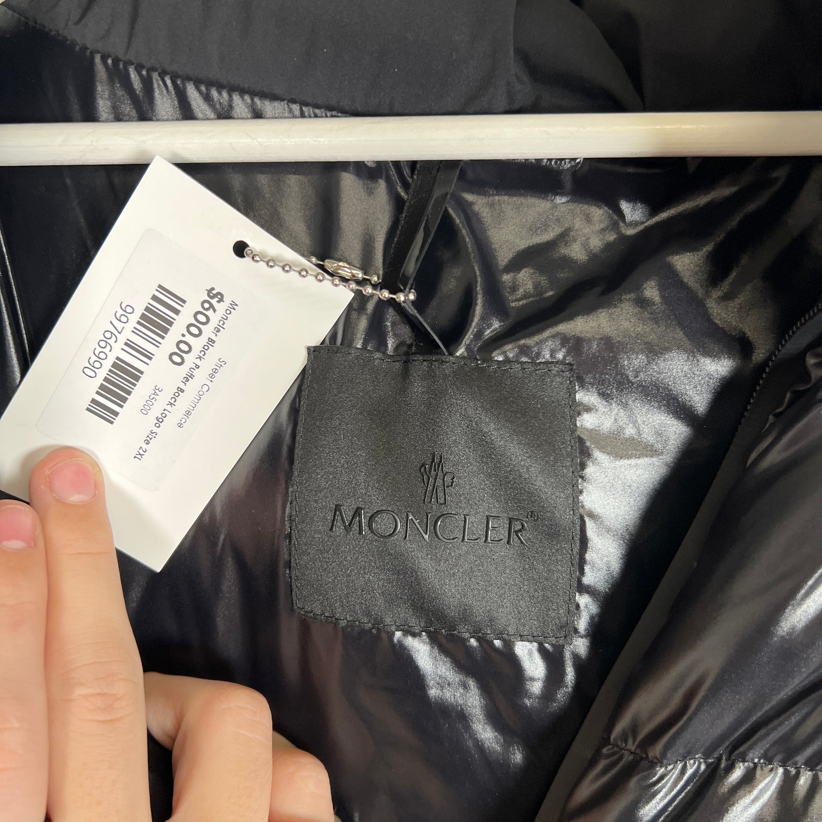 Moncler Black Puffer Back Logo Size 2XL