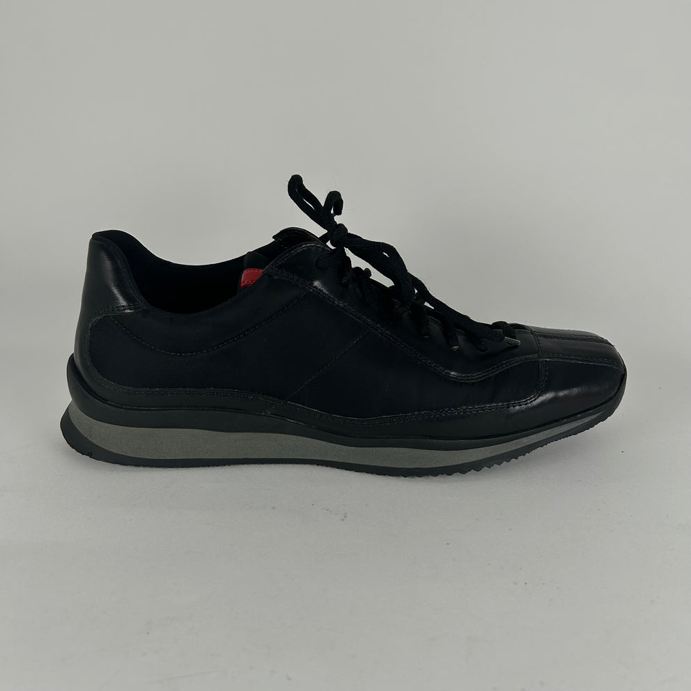 Prada Sport Black Leather Sneakers Size 9.5