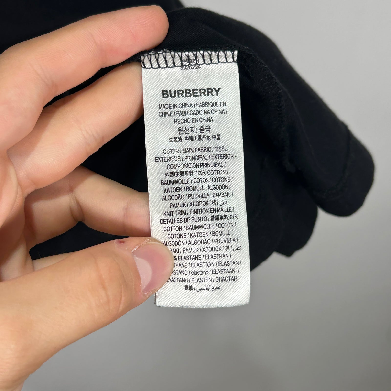 Burberry Sleeve Band Black T-Shirt Size M