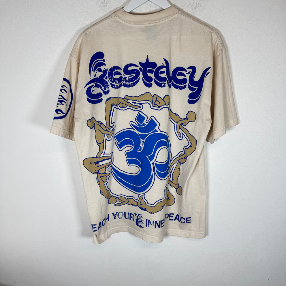 Hellstar Cream/Blue "Yoga School Of Enlightment" T-Shirt Size M