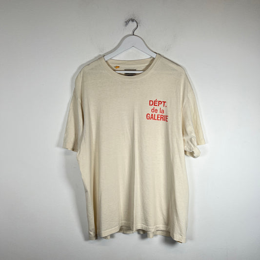 Gallery Dept Cream/Orange French Logo T-Shirt Size XL