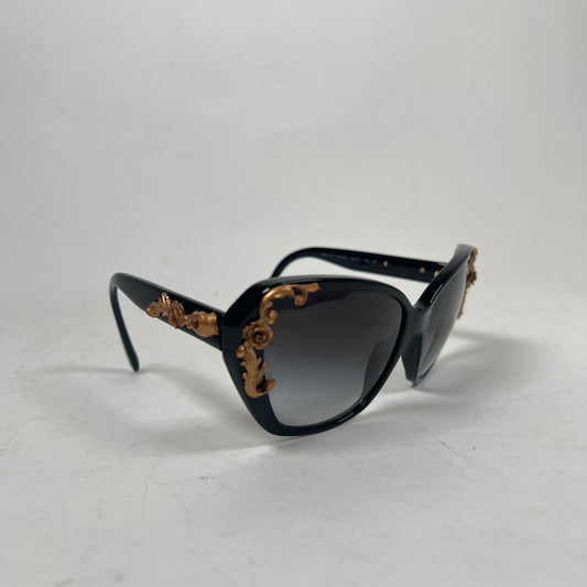 Dolce & Gabbana Black Sicilian Baroque Cat Eye Sunglasses