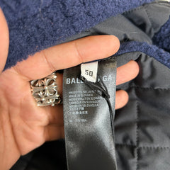 Balenciaga Navy Sherpa Half Zip Jacket Size 50