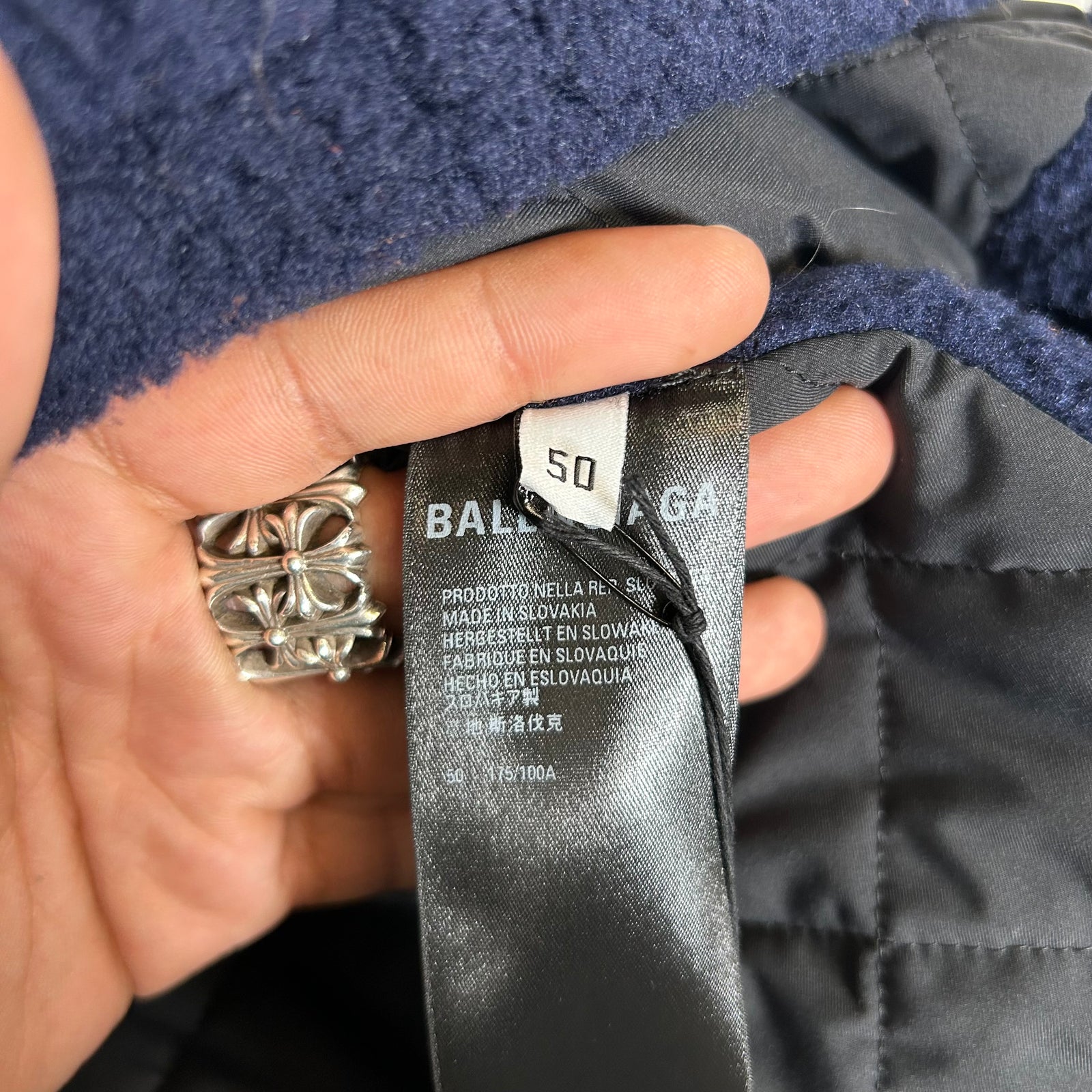 Balenciaga Navy Sherpa Half Zip Jacket Size 50