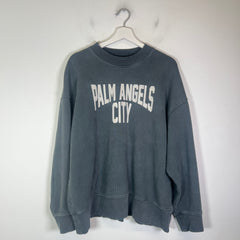 Palm Angels Washed Grey City Crewneck Sweatshirt