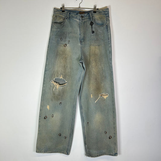 Birth of Royal Child Dirty-Washed Waxed Baggy Jeans