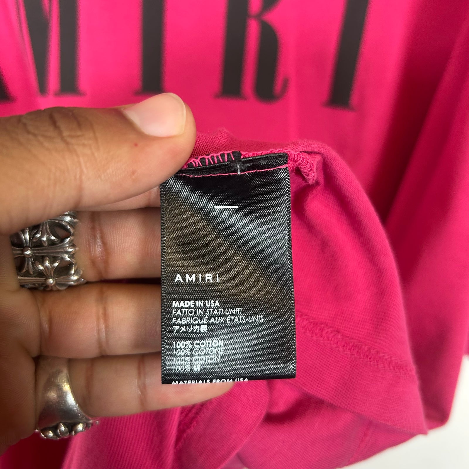 Amiri Pink/Black Logo T-Shirt Size XXL