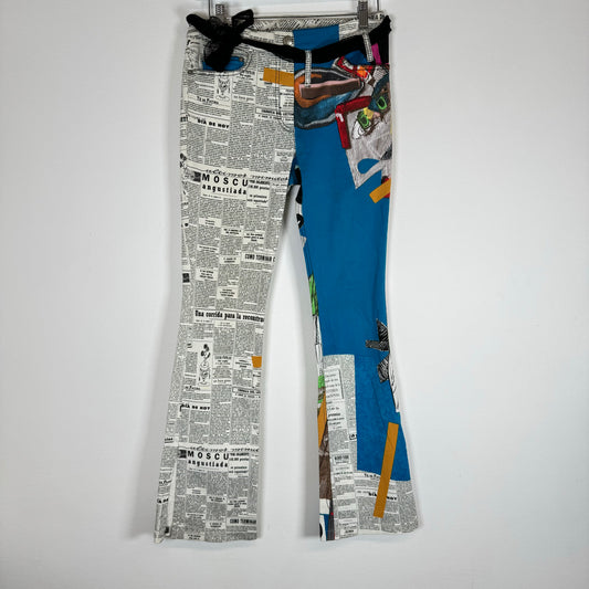 John Galliano S/S 2001 Newspaper Graffiti Printed Pants Size 28