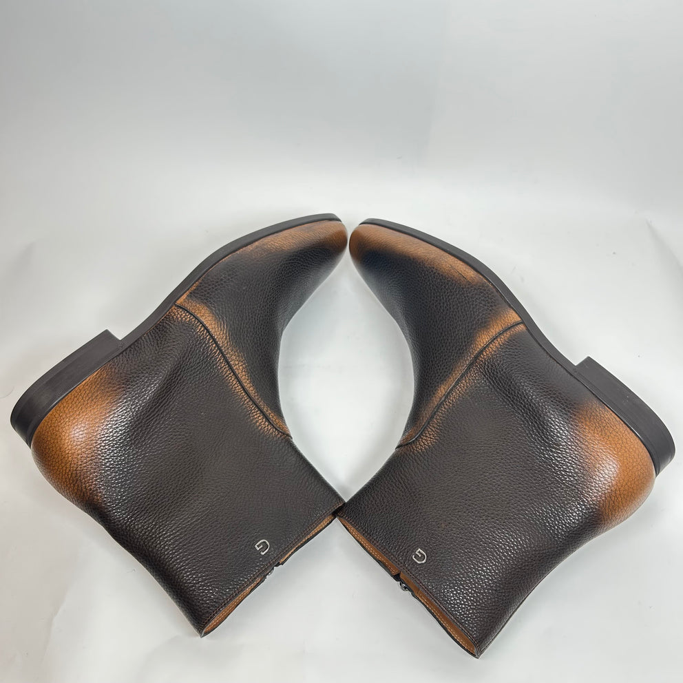 Gucci Brown Leather Gradient Ankle Boot Size GG 11