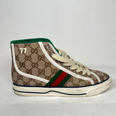 Gucci Beige Tennis 1977 Canvas High-Top Sneaker Size GG 38.5