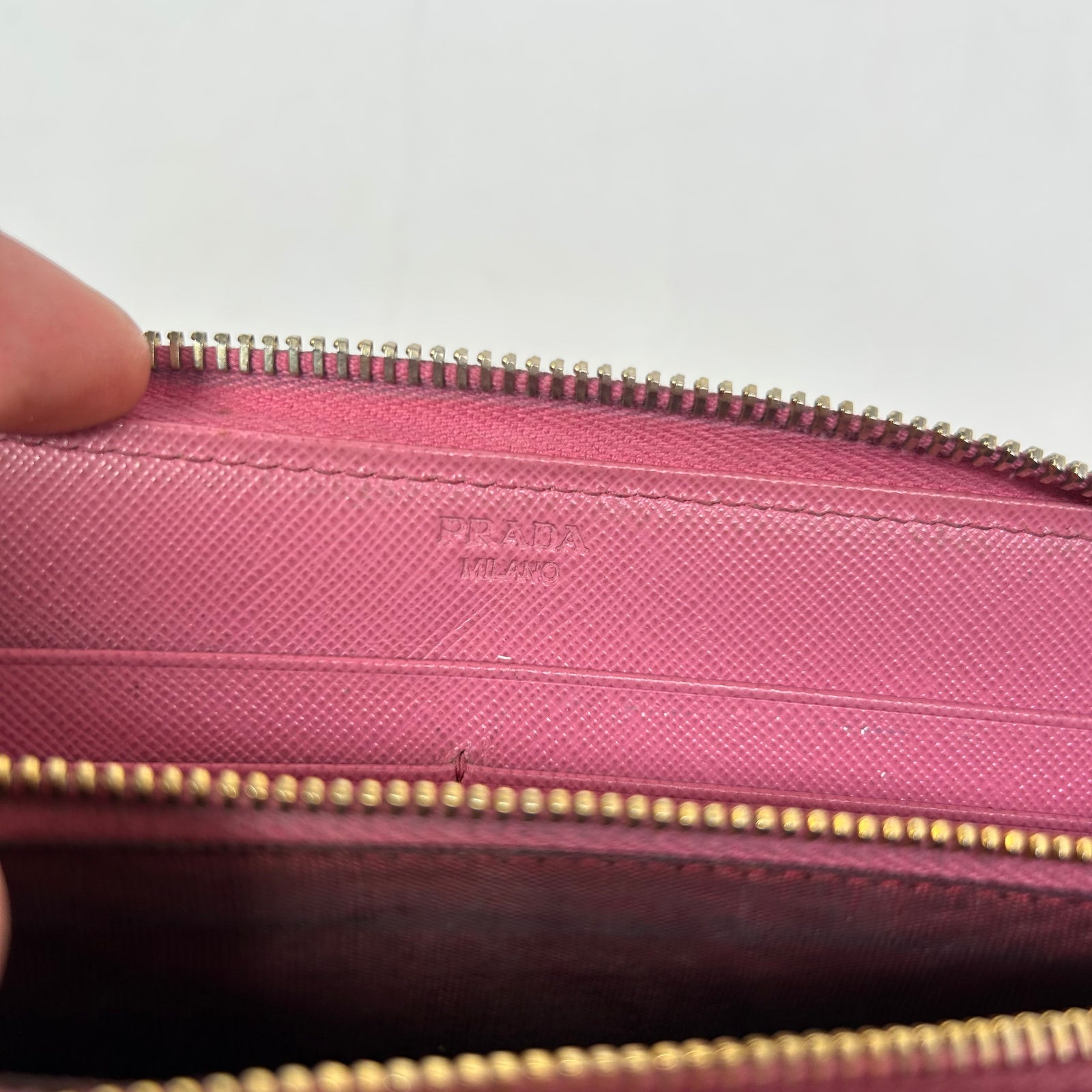 Prada Pink Saffiano Zip-Around Wallet