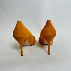 Manolo Blahnik Yellow Suede Pumps Size 38