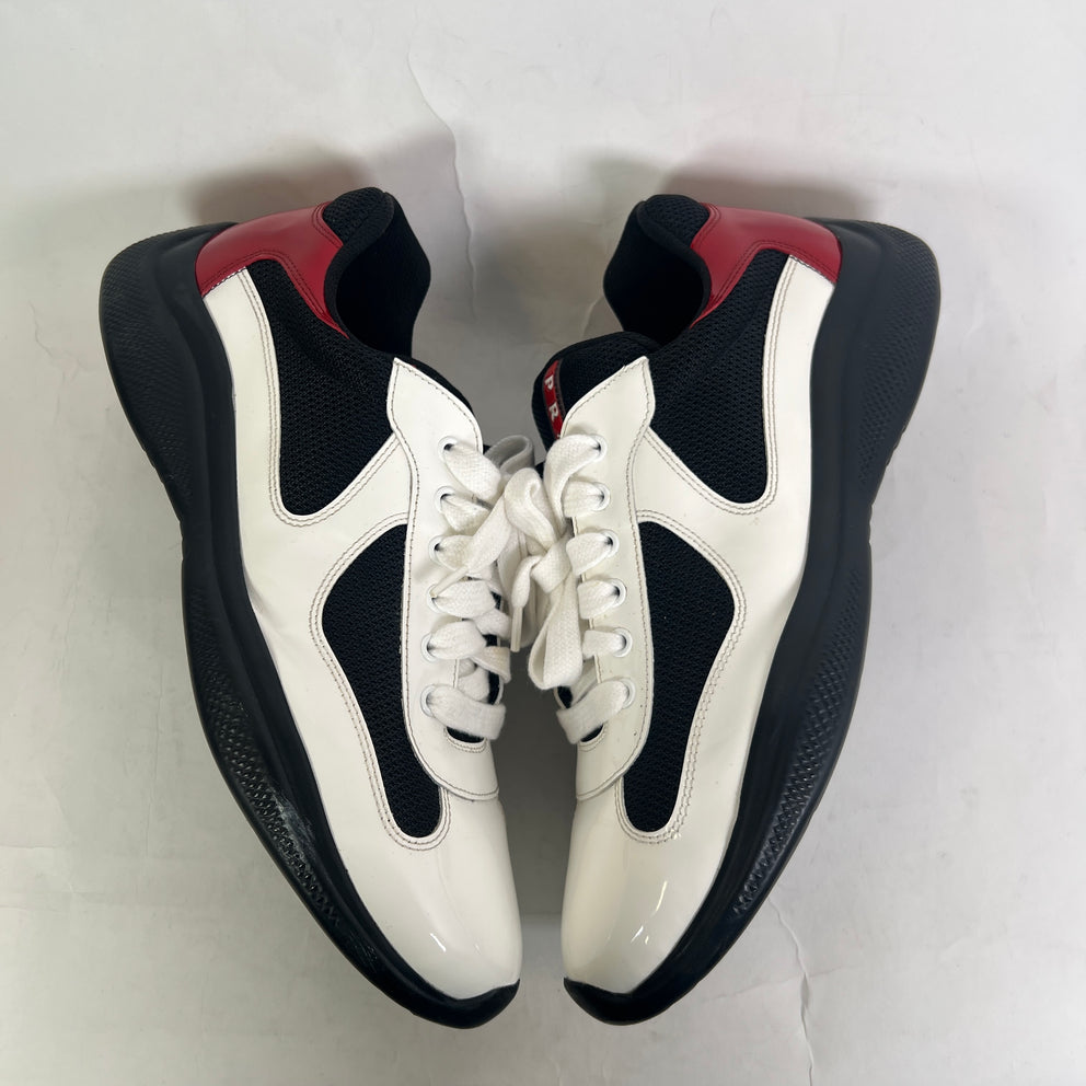 Prada White/Red Patent Leather America Cups