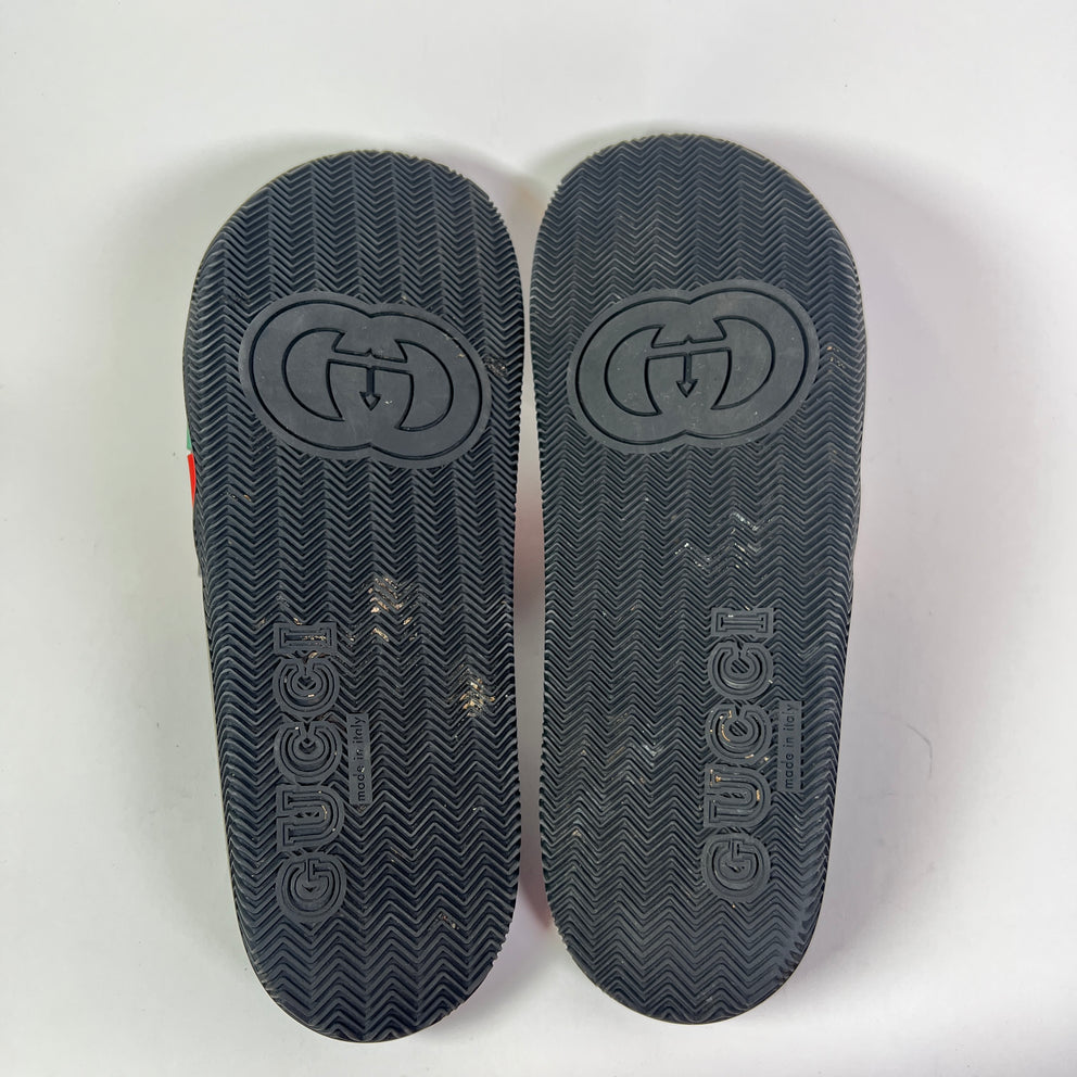 Gucci Tricolor Web Interlocking G Pool Slides