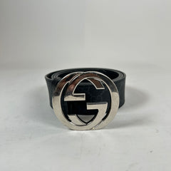 Gucci Black/Silver GG Supreme Signature Belt Size 100
