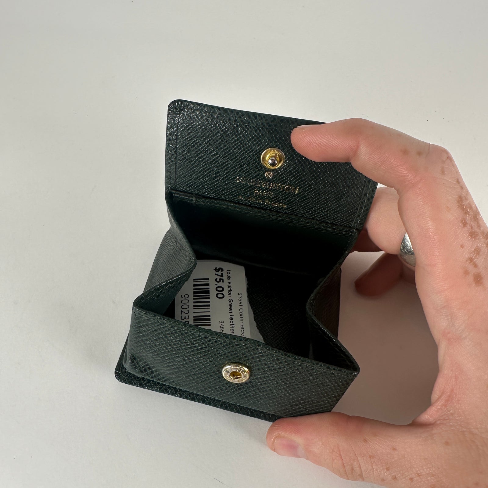 Louis Vuitton Green Leather Coin Case