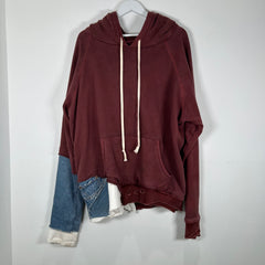 Greg Lauren Maroon Patchwork Fragment Hoodie Size 4