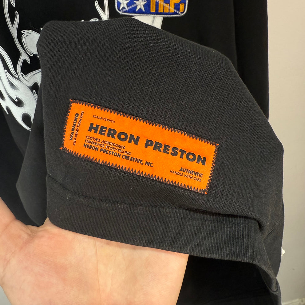 Heron Preston Flaming Skull Black T-Shirt Size L