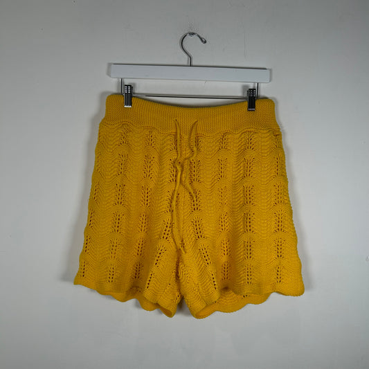 Casablanca Yellow Crochet Shorts Size M