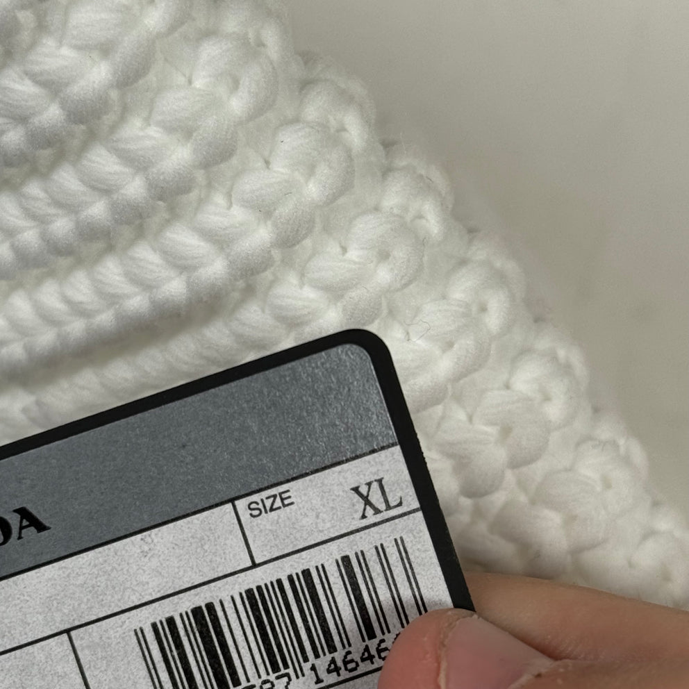 Prada White Wool Knitted Beanie Size XL