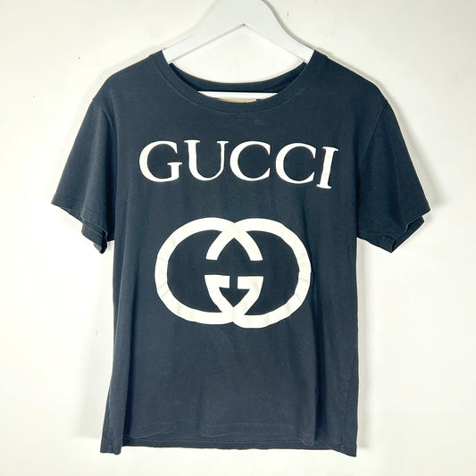 Gucci 'GG' Logo Black T-Shirt Size XS