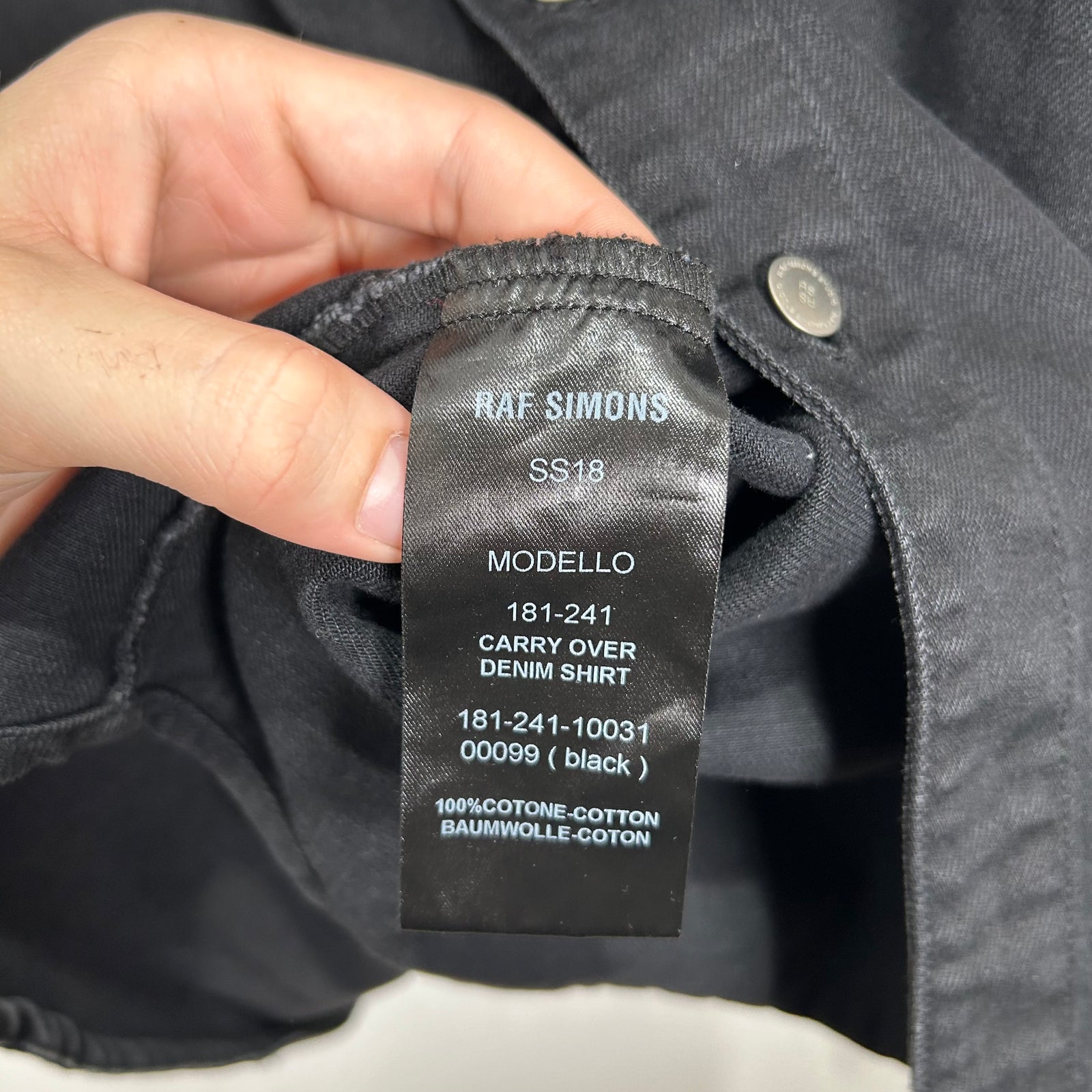 Raf Simons Black Jean Button-Up Size Small