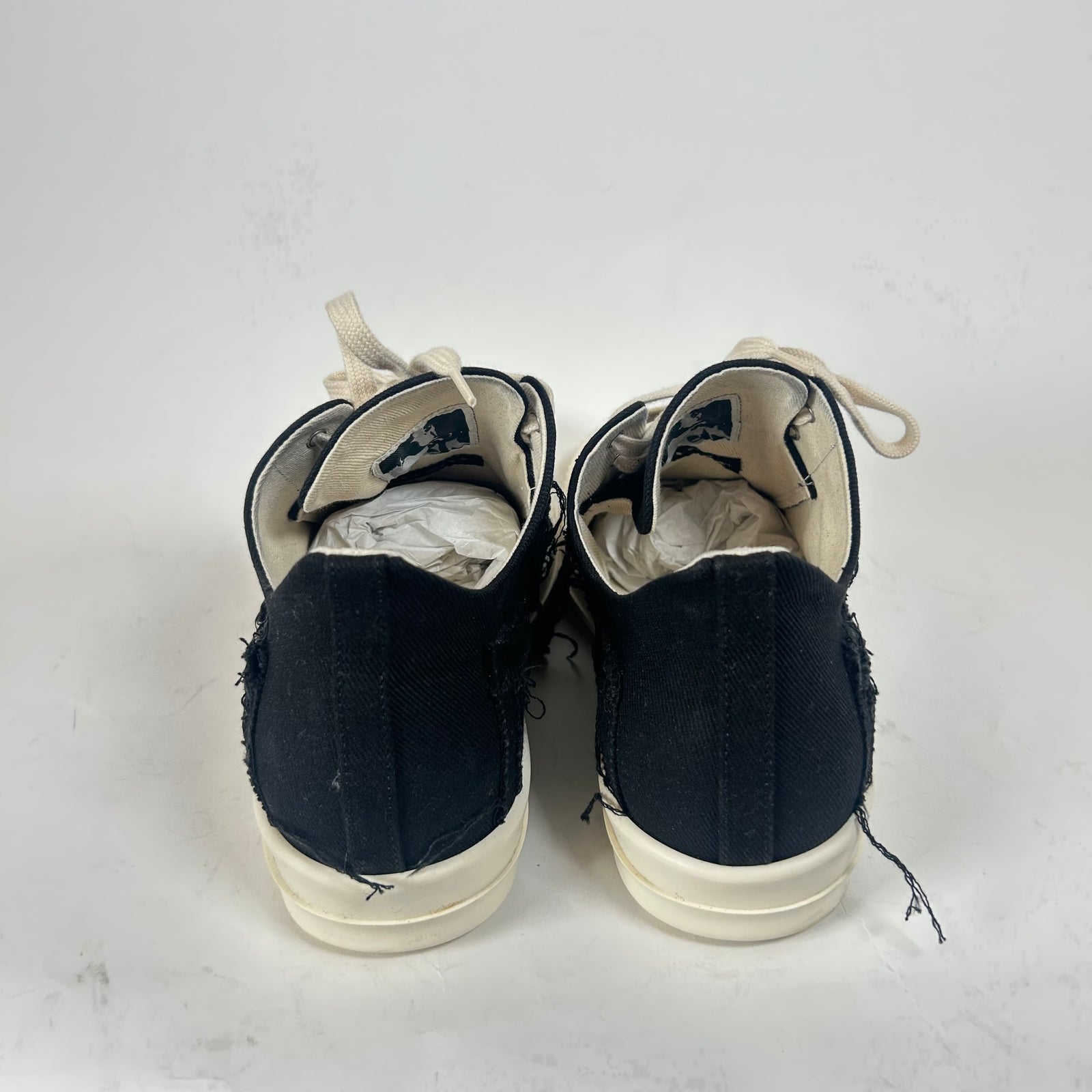 Rick Owens Drkshdw Black Distressed Low-Top Ramones Size 44