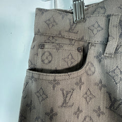 Louis Vuitton Grey Monogram Logo Slim Jeans Size 29