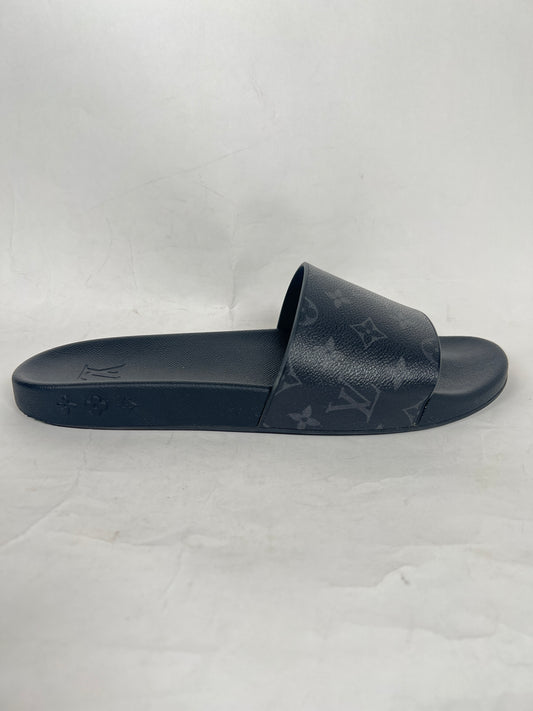 Louis Vuitton Graphite Monogram Leather Slides Size LV 12