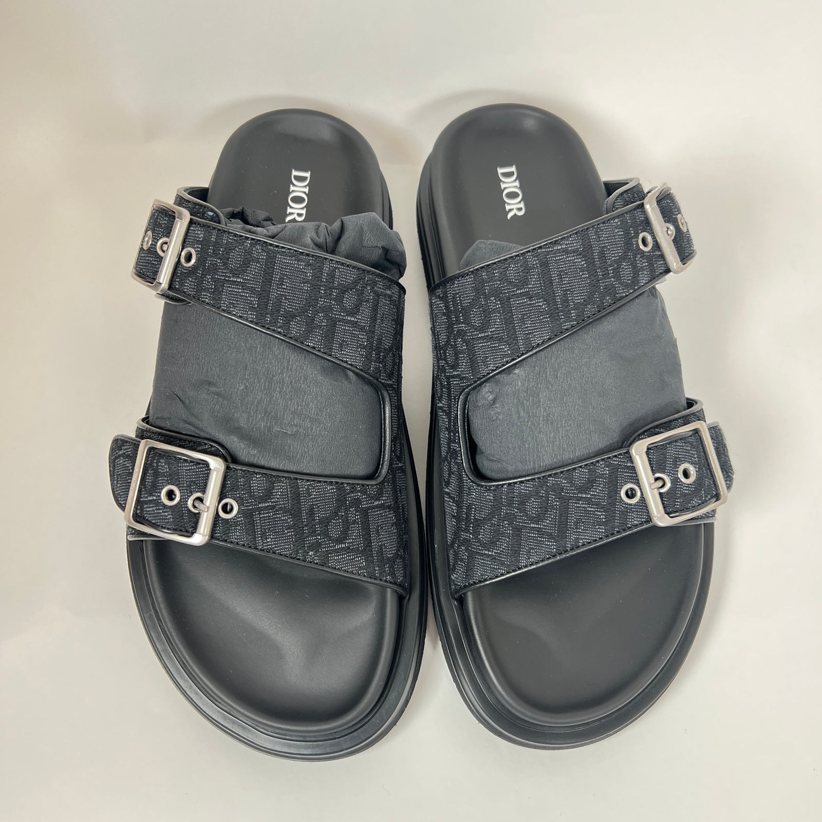 Dior Black/Black Aqua Oblique Sandals Size 43
