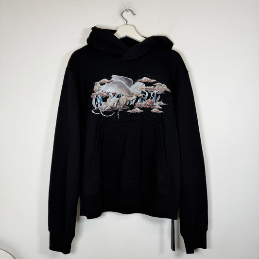 Amiri Black Pegasus Script Hoodie Size L